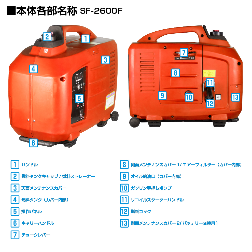 インバーター発電機 SF-2600F 赤 - NBSジャパン
